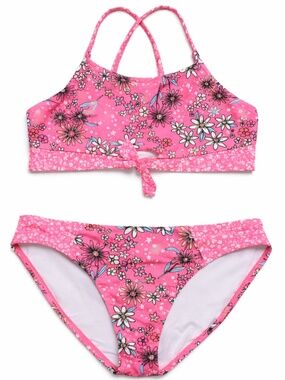 4/$20➡️ Shelloha Pink Floral Mixed Print Girls Bikini Set – Size 10 EUC